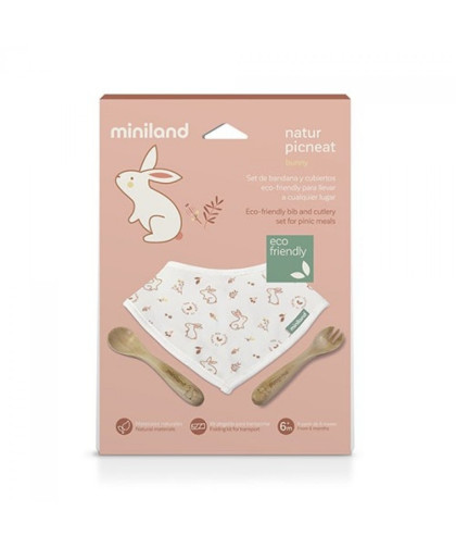 Juego de Cubiertos y Bandana Miniland Natur Picneat Bunny