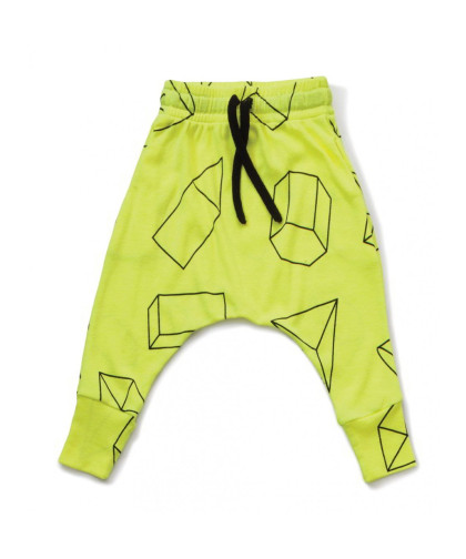 Pantalon Nununu Geometric Baggy Pants Neon Yellow