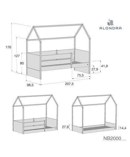 Alondra Cama-Casita Montessori SOGNI XL Cajones