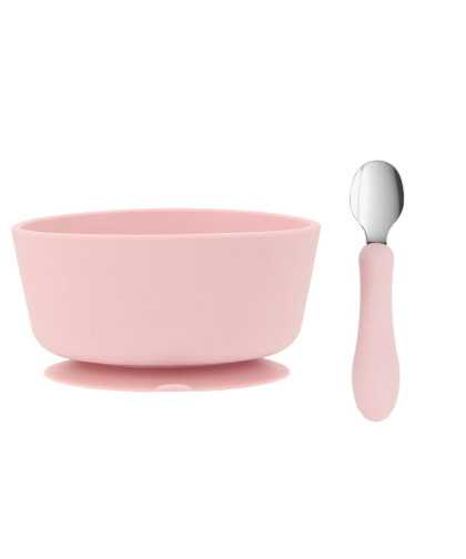 Tutete Bol Ventosa + Cuchara Acero Pink