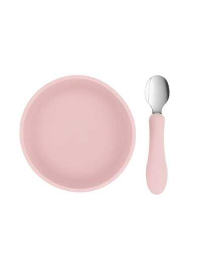 Tutete Bol Ventosa + Cuchara Acero Pink