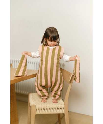 molis&co Pijama Manta Khaki & Rose Stripes 1Y