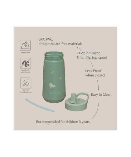 Noüka Botella Flip-Top Pajita 400ml Sloth Jungle