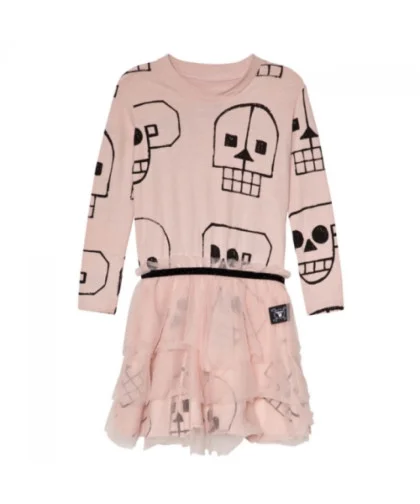 Vestido Nununu Skull Robot Tulle Powder Pink